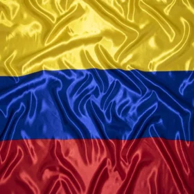 Tela Satín Bandera Colombia de Textti