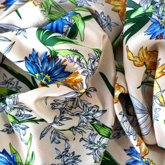 Tela seda crepé estampada por metro y por rollo, Telas Bogotá