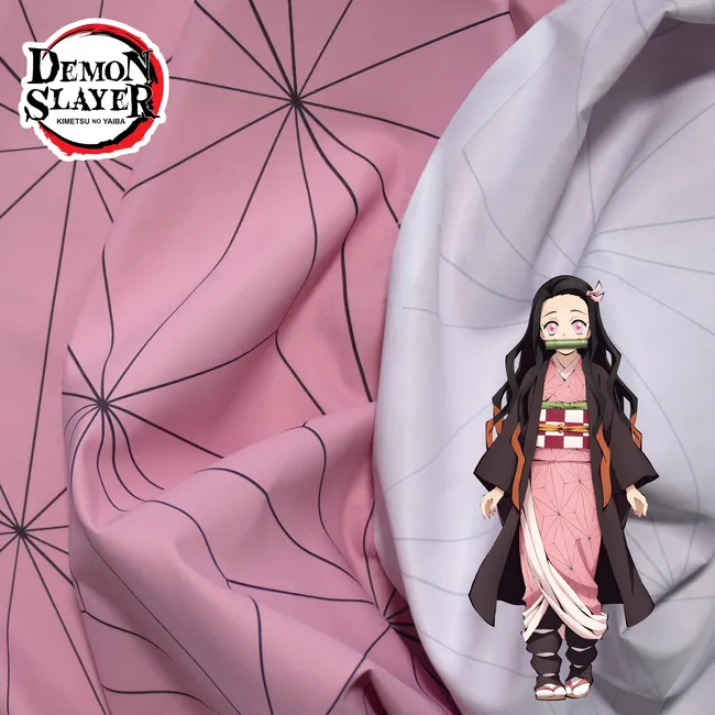 Tela para confeccionar el kimono del disfraz de Nezuko Kamado de Kimetsu No Yaiba o Demon Slayer, por metro y por rollo, telas Bogotá, telas Medellín, telas Cali, telas Colombia, telas alquería, Textti