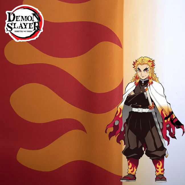 Tela para confeccionar el kimono del disfraz de Rengoku Kyojuro de Kimetsu No Yaiba o Demon Slayer, por metro y por rollo, telas Bogotá, telas Medellín, telas Cali, telas Colombia, telas alquería, Textti