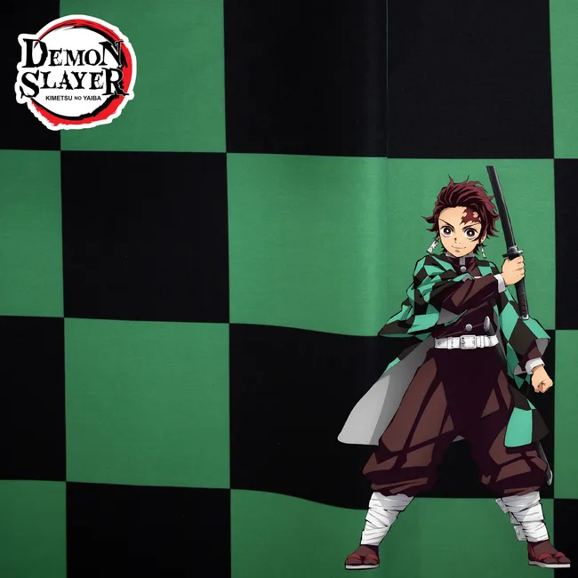 Tela para confeccionar el kimono del disfraz de Tanjiro Kamado de Kimetsu No Yaiba o Demon Slayer, por metro y por rollo, telas Bogotá, telas Medellín, telas Cali, telas Colombia, telas alquería, Textti