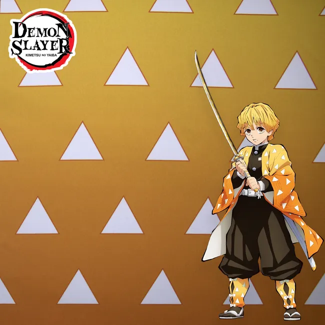 Tela para confeccionar el kimono del disfraz de Zenitsu Agatsuma de Kimetsu No Yaiba o Demon Slayer, por metro y por rollo, telas Bogotá, telas Medellín, telas Cali, telas Colombia, telas alquería, Textti