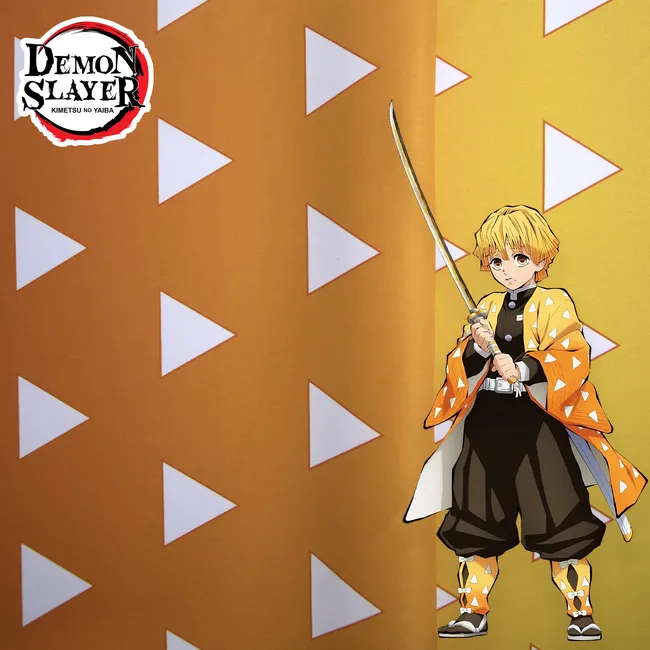 Tela para confeccionar el kimono del disfraz de Zenitsu Agatsuma de Kimetsu No Yaiba o Demon Slayer, por metro y por rollo, telas Bogotá, telas Medellín, telas Cali, telas Colombia, telas alquería, Textti