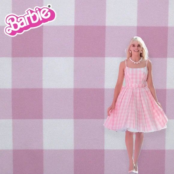 Tela para confeccionar el vestido del disfraz de barbie la película, por metro y por rollo, telas Bogotá, telas Medellín, telas Cali, telas Colombia, telas alquería, Textti