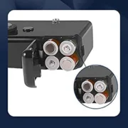 Máquina de coser portátil GUSSLM Mini negra con accesorios de costura.