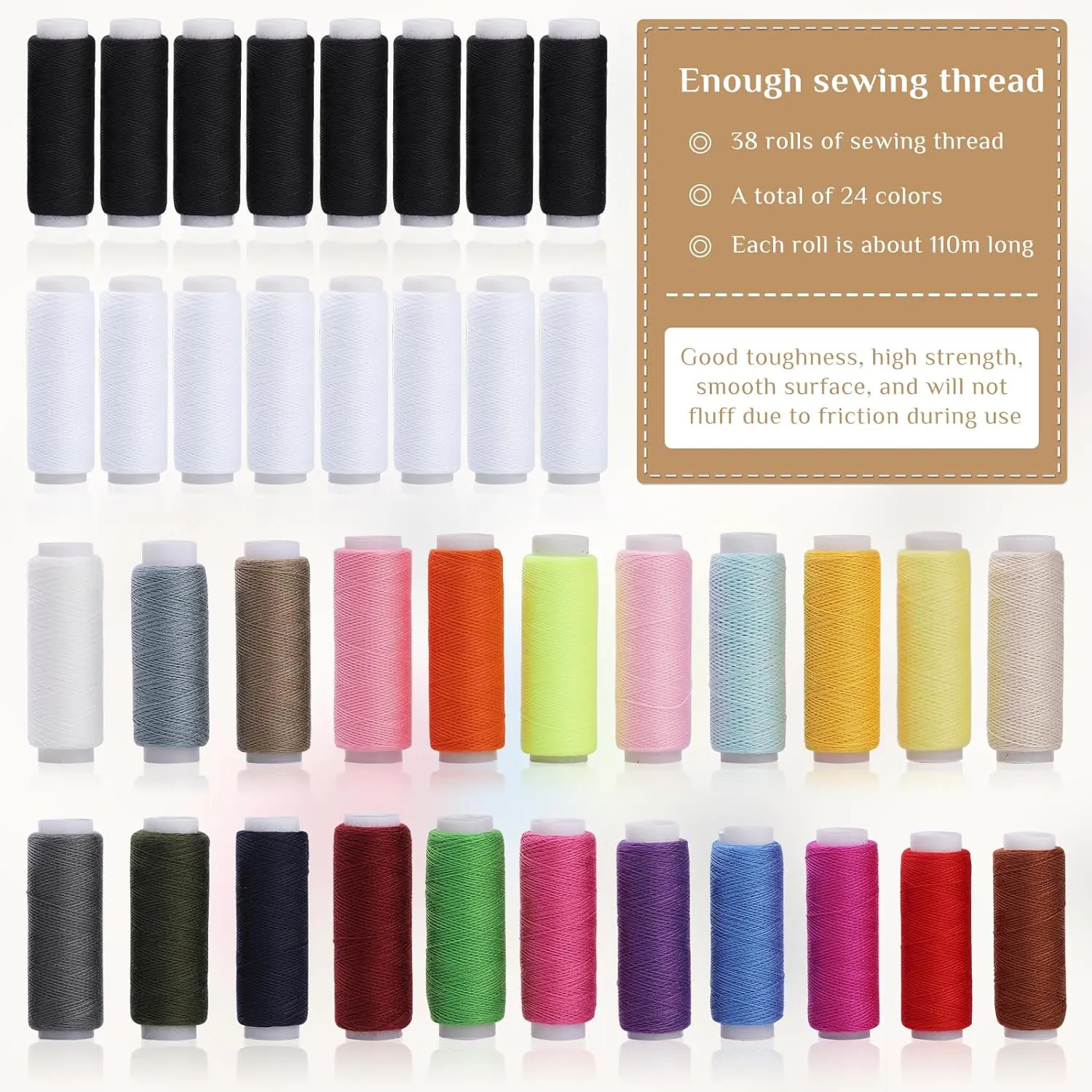 Kit de costura en caja de madera con accesorios variados.