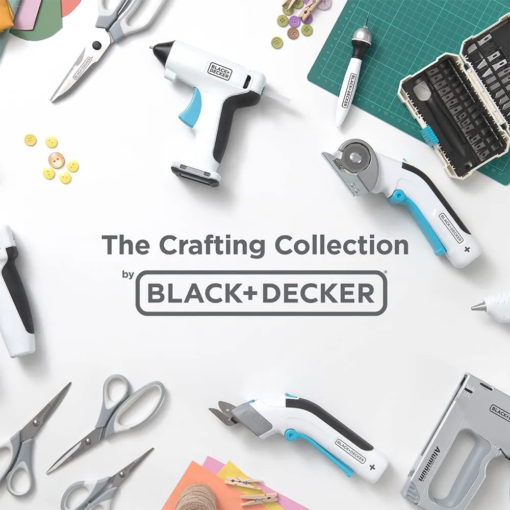 Tijeras eléctricas inalámbricas BLACK+DECKER 4V MAX con cuchillas intercambiables.