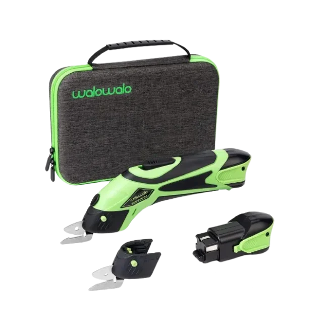 Tijeras Eléctricas Inalámbricas con accesorios y baterías.