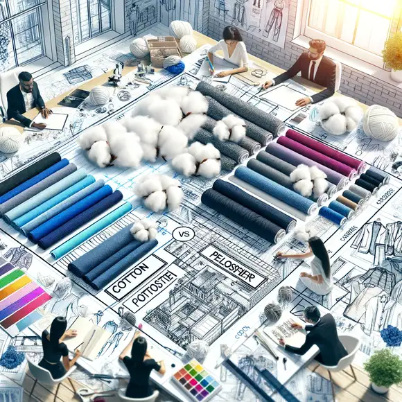 Diseñadores trabajando con algodón y poliéster