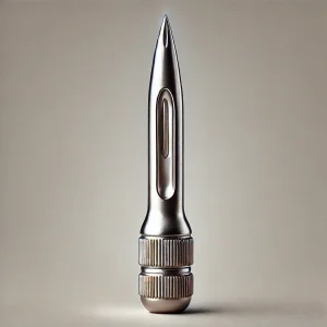 Imagen de una aguja de bola mostrando su punta redondeada y longitud completa, en un fondo neutral.