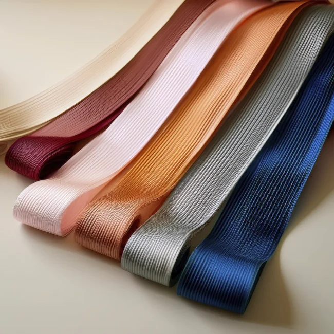 Tiras de bies de tela cortadas en diagonal, utilizadas para rematar bordes en costura.