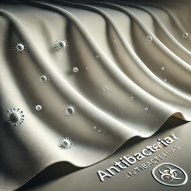 Imagen de tejido antibacteriano mostrando su textura limpia y propiedades higiénicas.