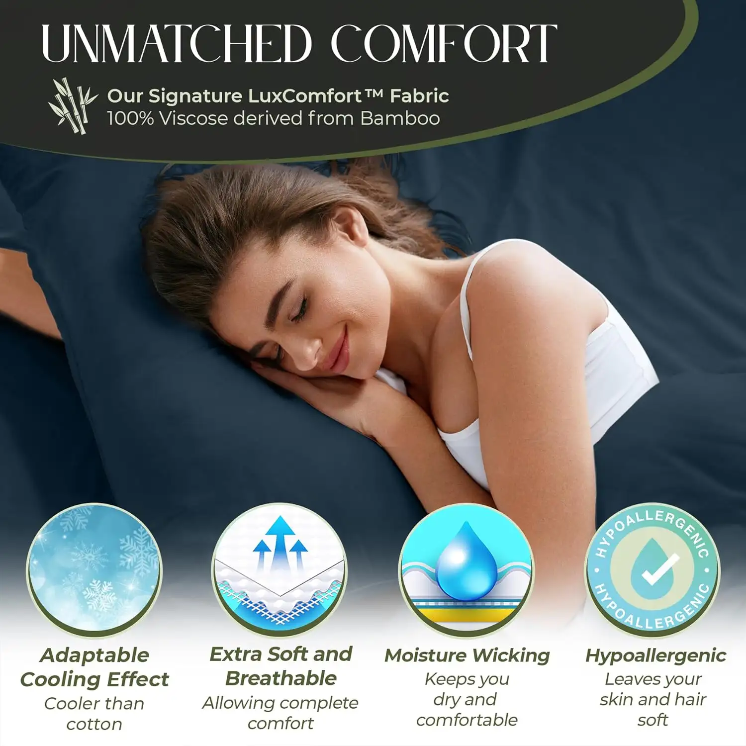 Sábanas de bambú DECOLURE 100% Viscosa orgánica derivada de bambú para cualquier tamaño de cama, 3 o 4 piezas - Ultra suave y lujosamente refrescante, bolsillo de 17 pulgadas de profundidad, doble costura, perfecto para personas que se acaloran al dormir.