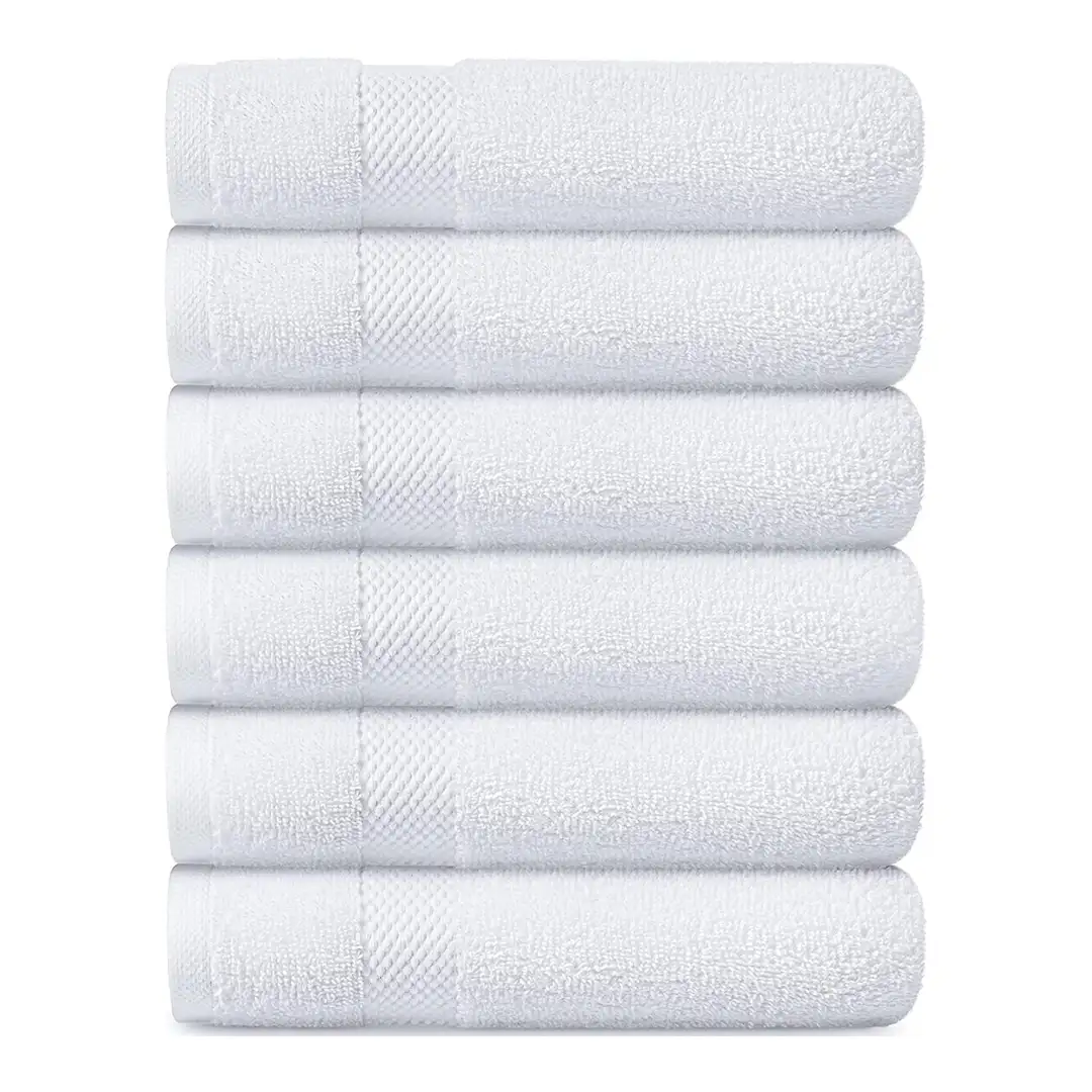 Toallas de Manos Premium de Algodón Egipcio White Classic (Set de 6 toallas)