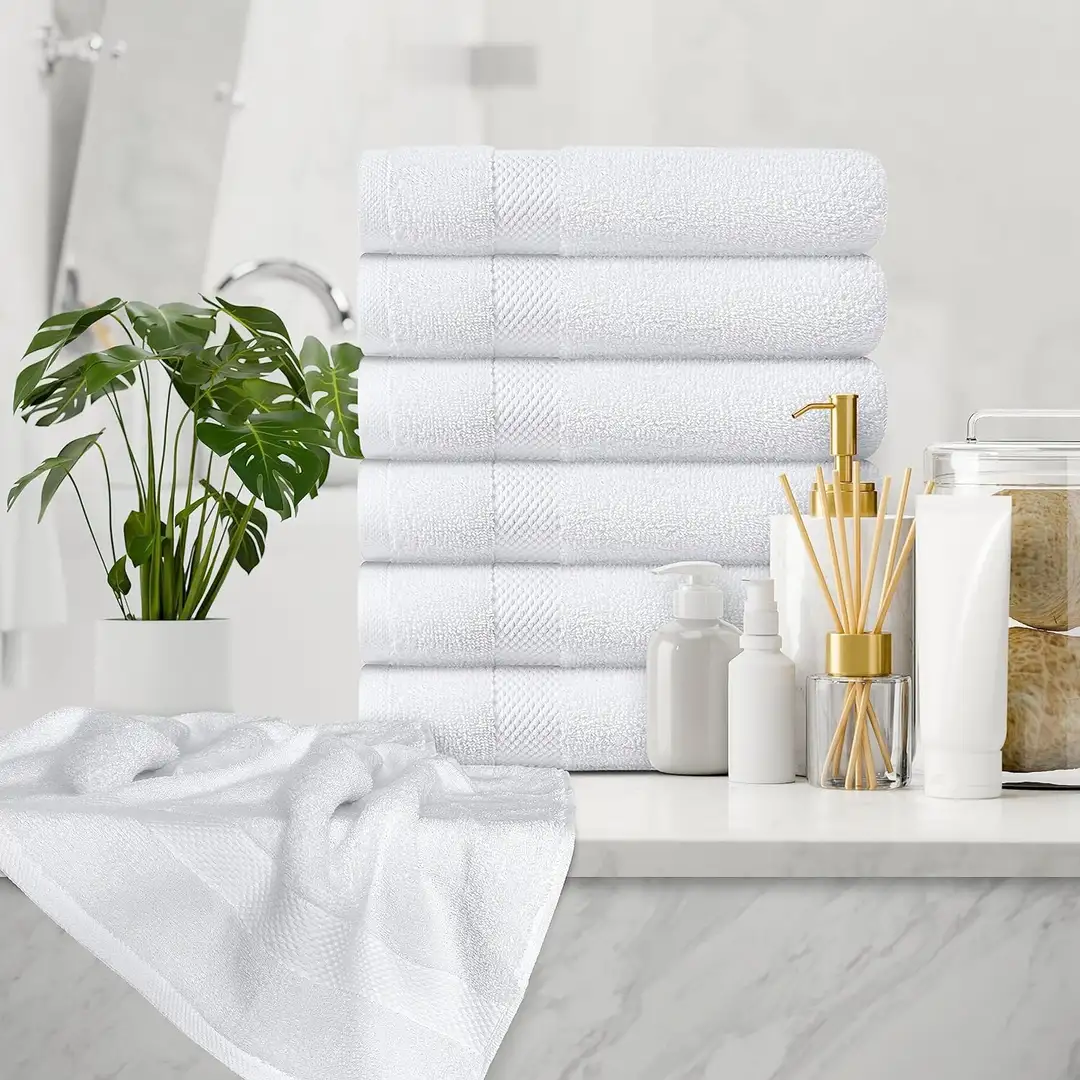 Toallas de Manos Premium de Algodón Egipcio White Classic (Set de 6 toallas)