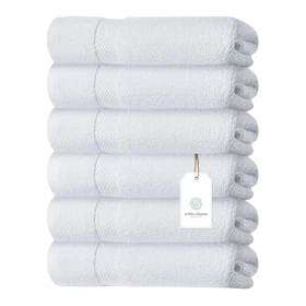 Tela Toallas de Manos Premium de Algodón Egipcio White Classic (Set de 6 toallas) de Textti