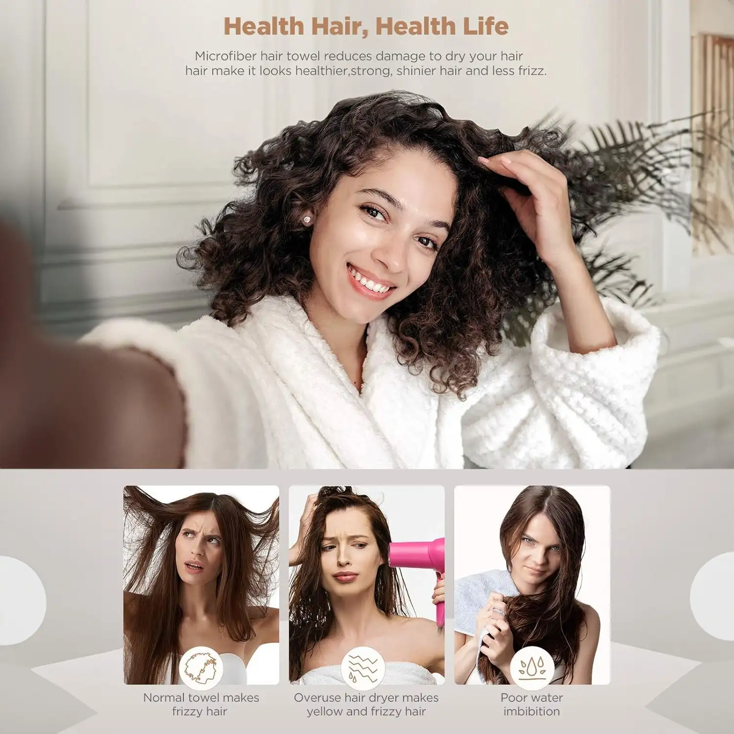 Toallas de Microfibra para el Cabello Hicober (Set de 3)