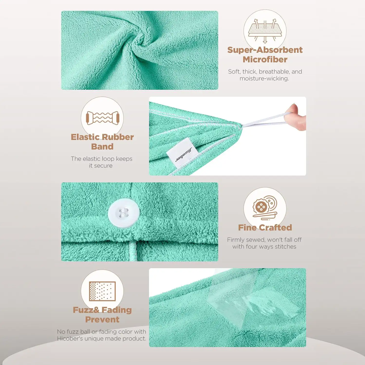 Toallas de Microfibra para el Cabello Hicober (Set de 3)