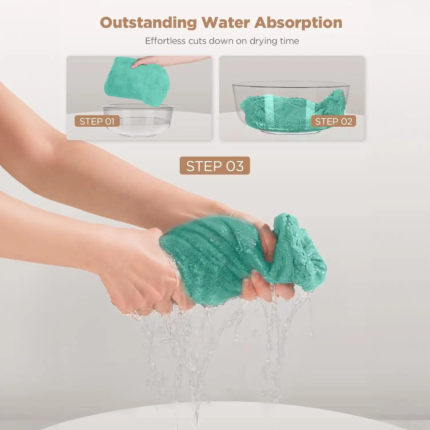 Toallas de Microfibra para el Cabello Hicober (Set de 3)