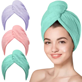 Tela Toallas de Microfibra para el Cabello Hicober (Set de 3) de Textti