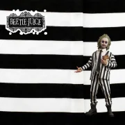 Tela Beetlejuice para disfraz, alta calidad, diseño de rayas.
