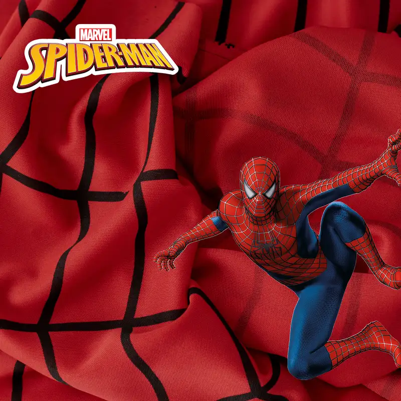 Tela disfraz Hombre Araña con patrón de telaraña, flexible, venta por metro o rollo.