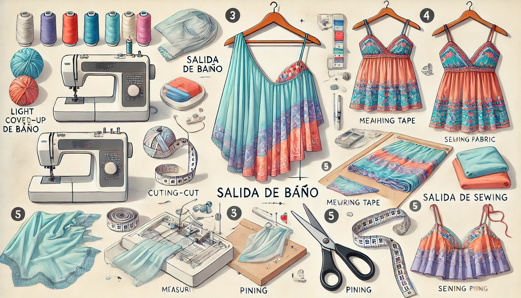 Proceso detallado para confeccionar salidas de baño para playa