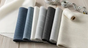 Variedad de 7 clases de telas de algodón esenciales, mostrando diferentes texturas, ideales para moda y hogar.