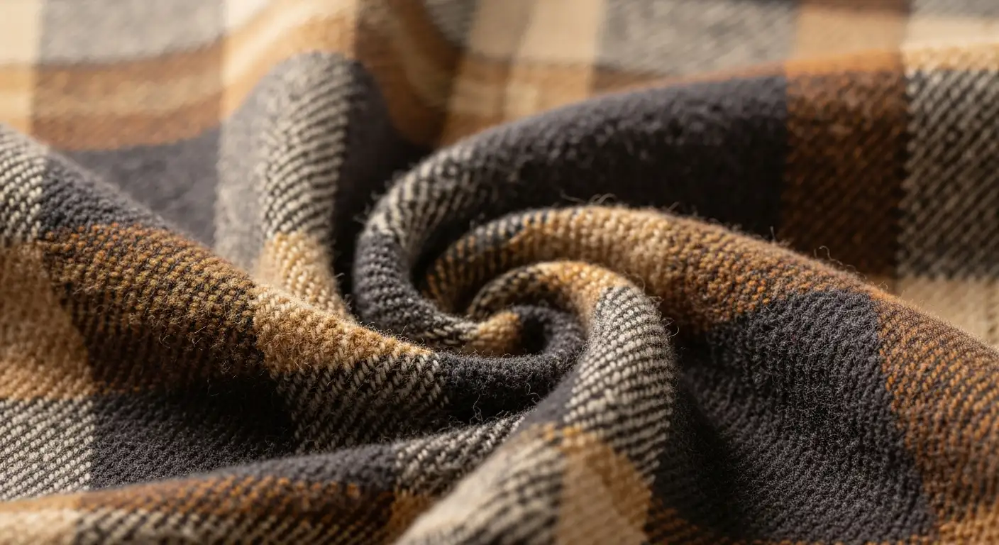 Textura de tela de franela de algodón suave y cepillada, una de las clases de telas de algodón más acogedoras.