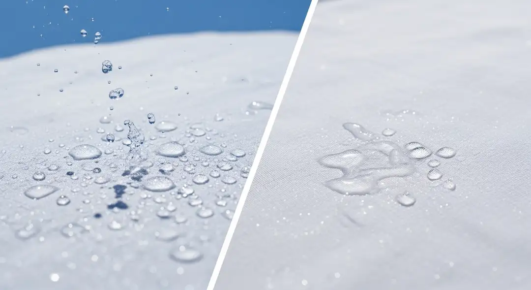 Visualización de cómo el lino y el algodón manejan la humedad, destacando la transpirabilidad en la comparativa Lino vs Algodón.